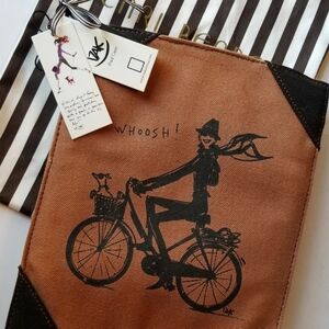 ❗Henri Bendel Izak Zenou Bendel Girl and Dog Canvas Brown Ipad Case❗